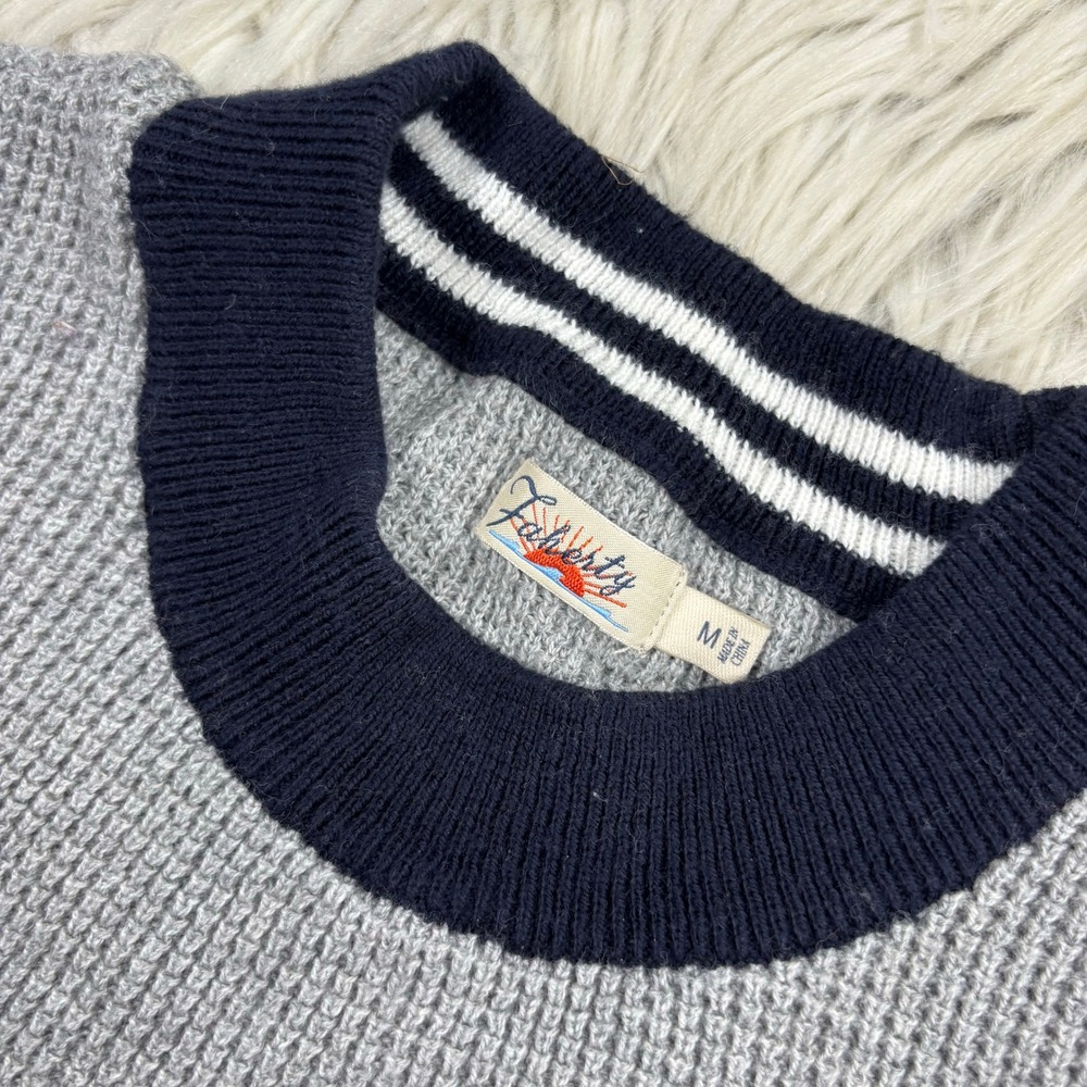 Faherty Women's M Throwback Sweater Gray Navy Varsity Preppy Sporty Tomboy - Picture 3 of 7